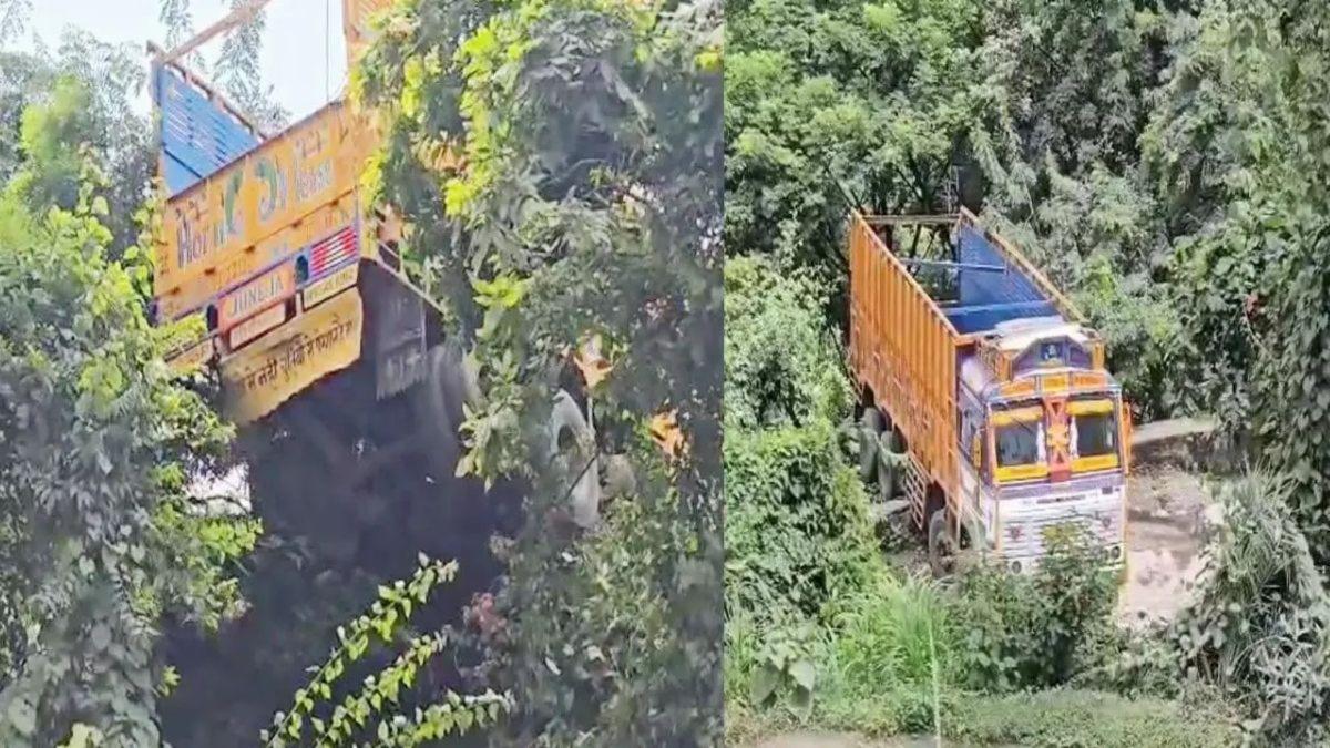 खतरनाक हादसा: केशकाल घाट पर खाई में झूलता ट्रक, बड़ा टला