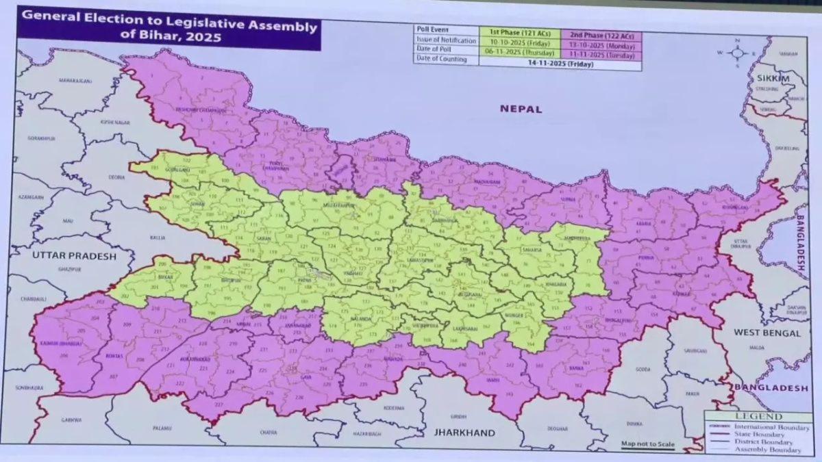 बिहार चुनाव 2025: मतदान 7 और 11 नवंबर को, परिणाम 14 नवंबर को